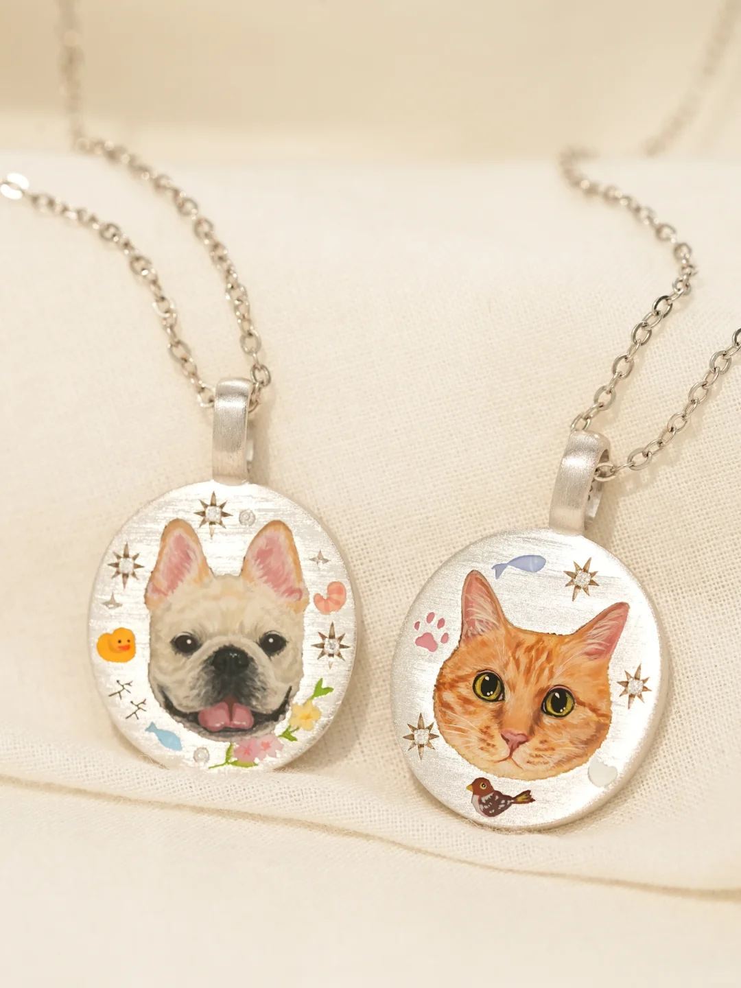 Double Pet Portrait Pendant image 1