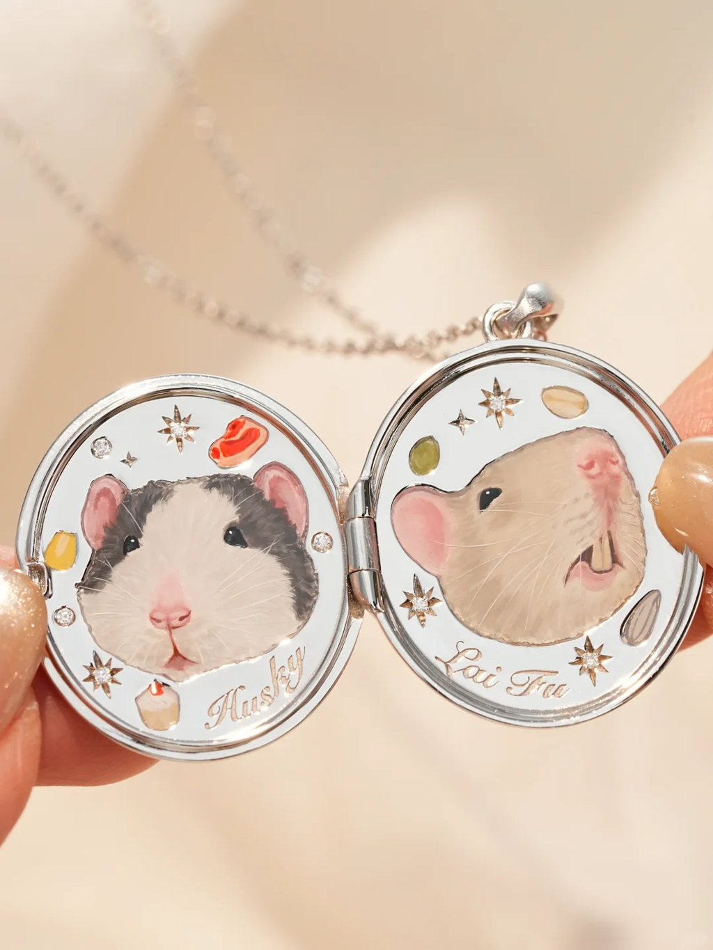 Double Portrait Pet Memory Locket image 1