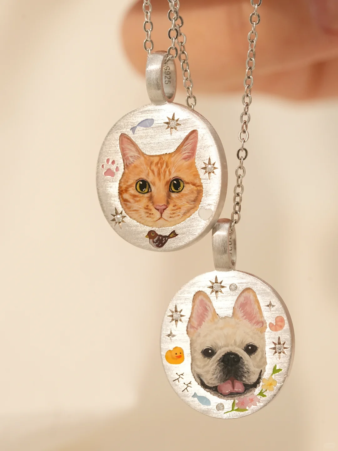 Double Pet Portrait Pendant image 2